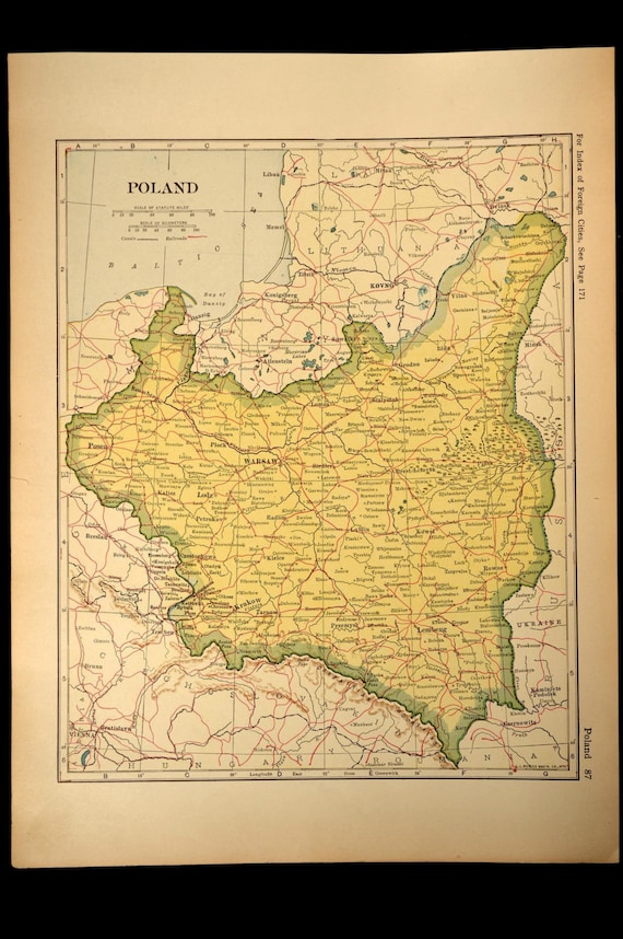 Vintage Map Poland Country Warsaw Detailed By VintageBooksPaper   Il 570xN.750558134 Te4n 