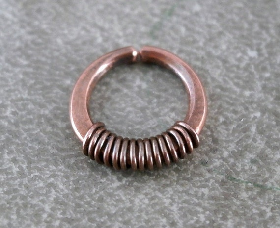 Copper Nose Ring Oxidized Copper Wire Wrapped Nose Hoop Simple Seamless ...