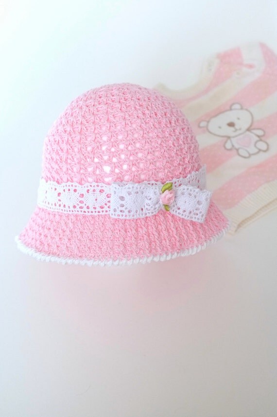 toddler summer pattern crochet hat Cotton Crochet Summer Hat Photo Newborn Infant Hat Pink Props Girls