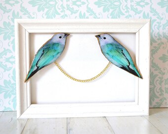 sweater clip , collar clips , sweater guard , collar chain , collar jewelry , double brooch , mint brooch , bird brooch , funky brooch