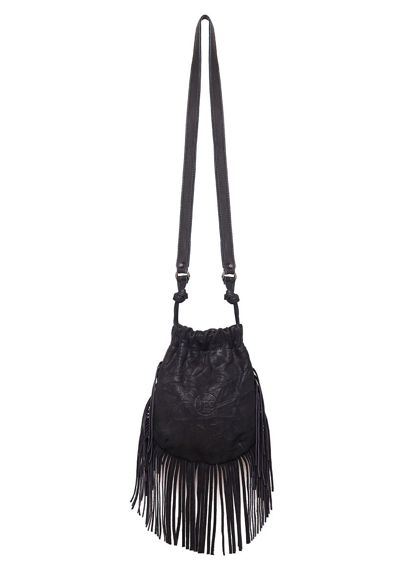 Black Leather Fringe Bag | IUCN Water