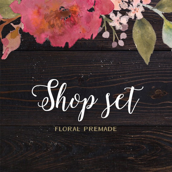 Items similar to Etsy shop set 7 pieces cover photo shop icon wood