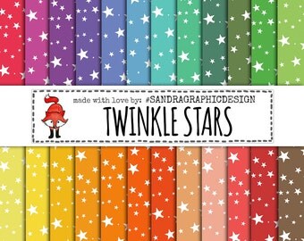 Stars digital paper: "STARS" with stars backgrounds and other patterns in pretty colors (1215)