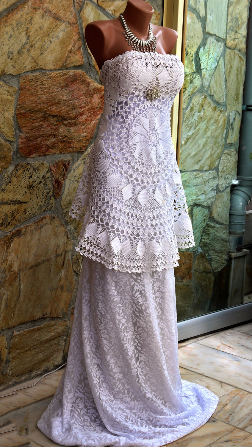 Crochet lace wedding dress/OOAK/ alternative wedding dress/