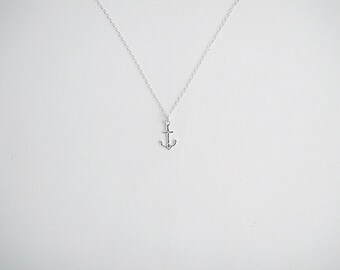 Sterling Silver Anchor Necklace, Tiny Sterling Silver Anchor Necklace, Dainty Sterling Silver Necklace, Nautical Theme Necklace, Minimalist