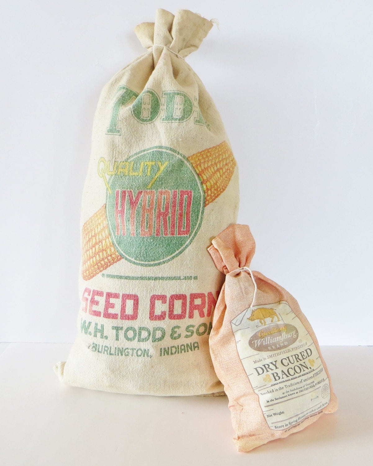 Vintage Flour Sacks Textile Bags Rustic by aVintageCollective