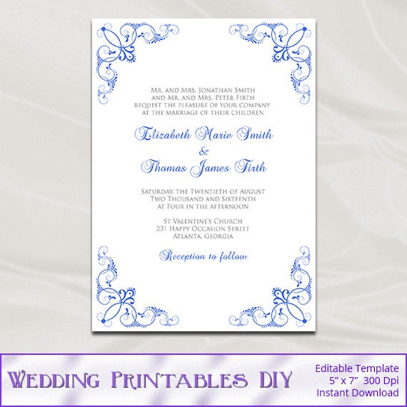 Blue Wedding Invitations Templates 4