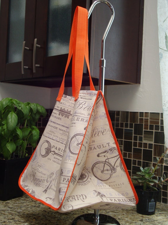 Eco-friendly Reusable Shopping Bag / Vintage Paris Fabric