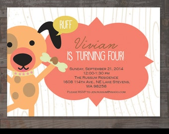 Dog Themed Childs Birthday Party Invitation Boy or Girl Puppy Birthday Party Puppy Party Invite First Birthday Dog 1st Birthday Puppy