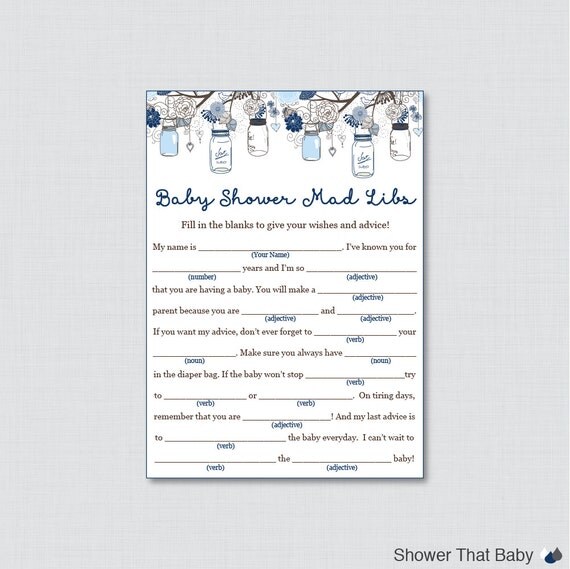 activity shower baby advice Libs Mad  Shower Mason Jar Baby Advice Shower  Cards Printable Baby