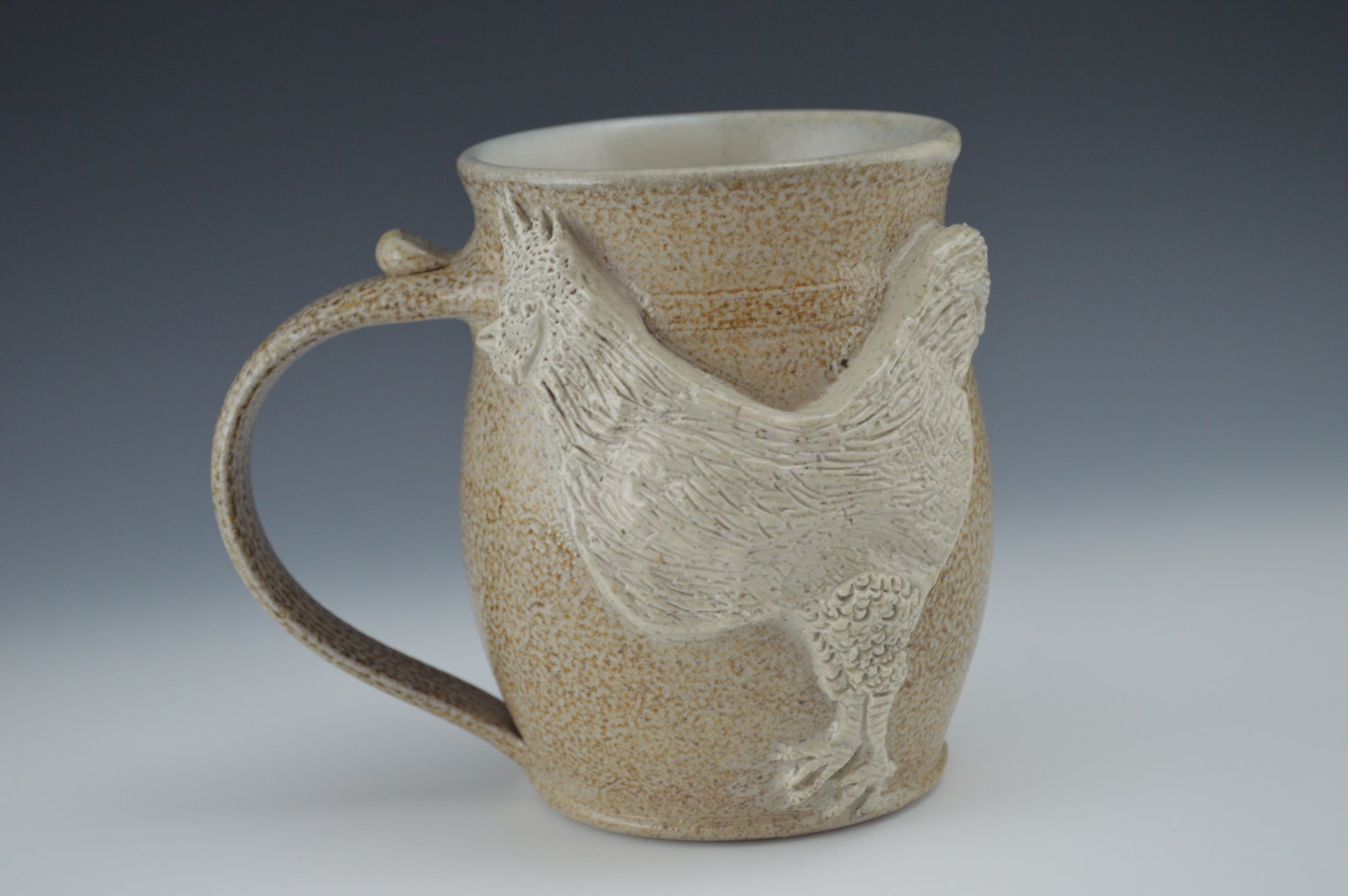 Rooster Homemade Clay Drinking Mug