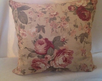 Cabbage Rose Floral and Stripe pillow Covers 20 x 20