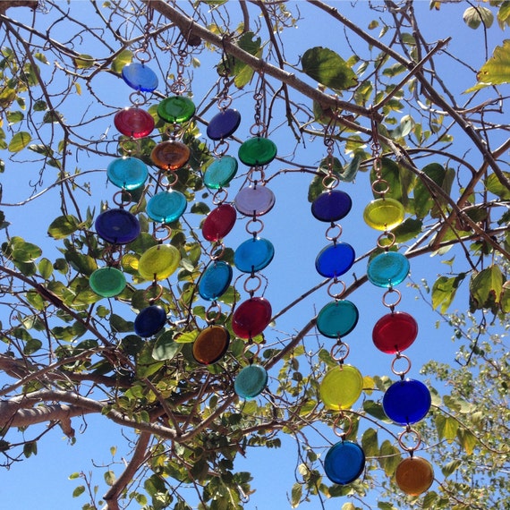 Handmade Small Colored Stained Glass Circles by EnamelArtByLeslie