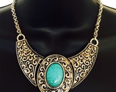 Fitbit Necklace for Fitbit Flex Trackers - The MURIEL Turquoise and Silver Engraved Fitbit Statement Necklace - FREE and Fast U.S. Shipping