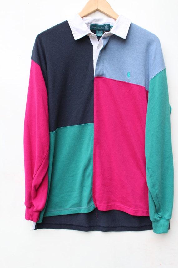 90s Color Block Polo Panel Men S Shirt Pink Teal 90s Color Block Polo Panel Men S Shirt Pink Teal Navy White Xl