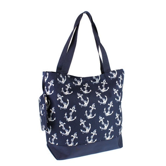 Personalized Navy Anchor Tote Bag