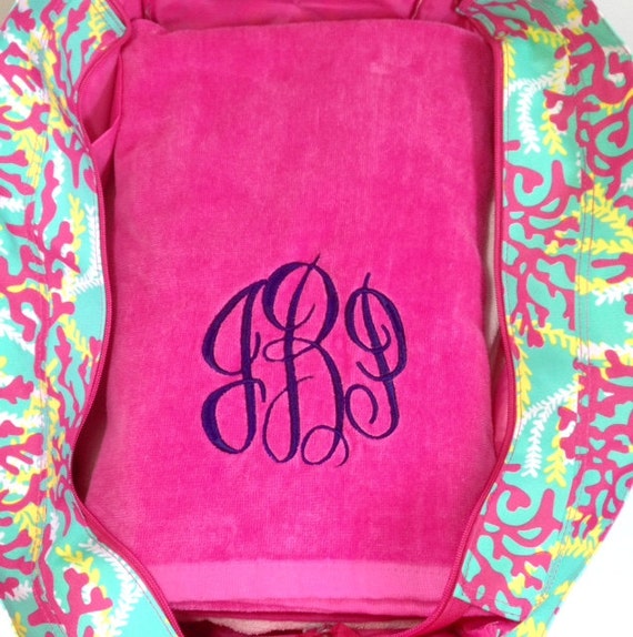 Monogrammed Beach Bag and Beach Towel Set, Personalized Tote Bag ...