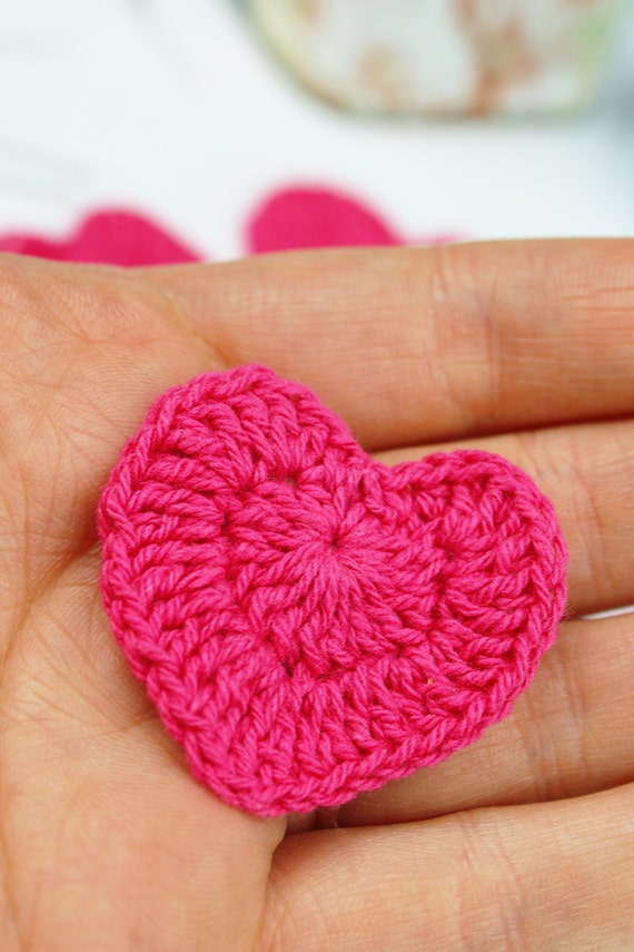 Crochet Heart 4pk Appliques Crochet Shapes Hearts Patches Jewellery