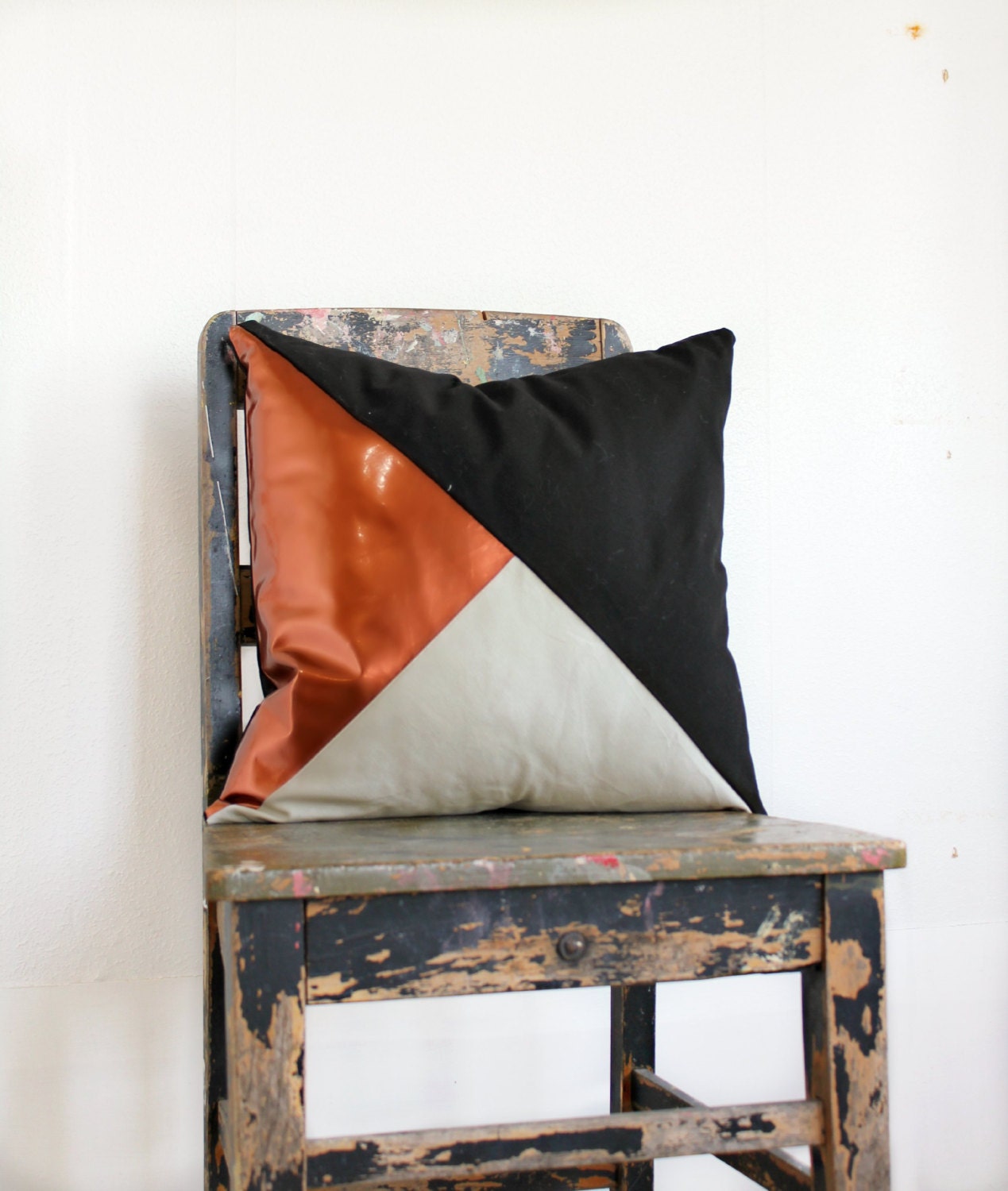 Geometric Black Stone Metallic Copper Pillow Cover within Copper And Black Home Decor