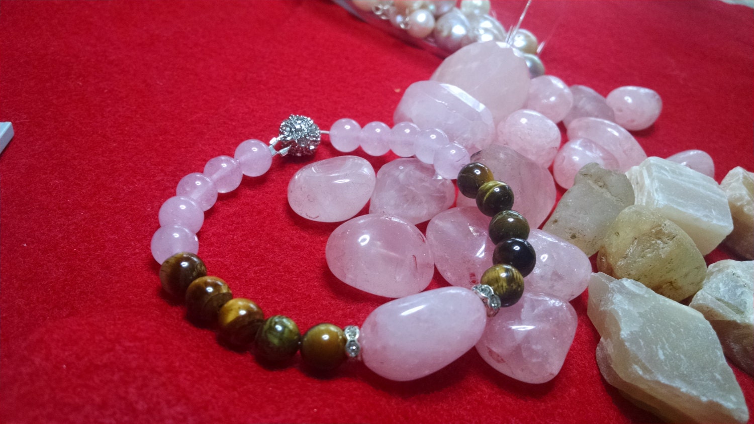 Customized Golden Tiger Eye Rose Quartz Gemstone by Dhelgems