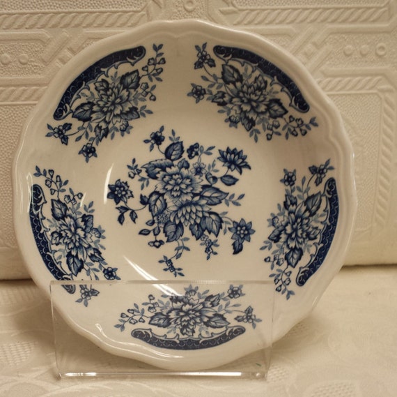 Blue Transferware Vintage Blue Carnation Ironstone Bowl Made