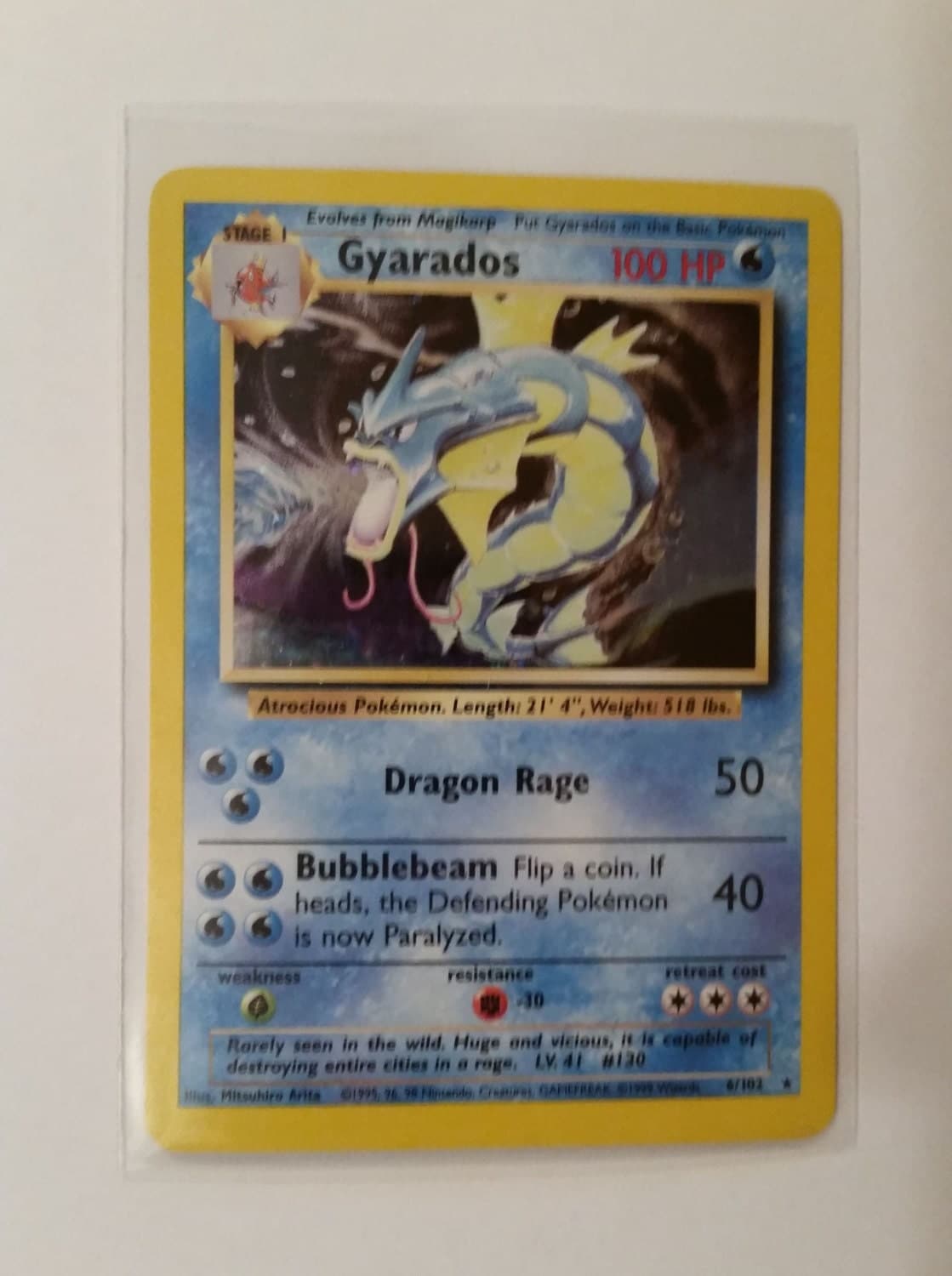 Gyarados Holographic Pokemon Card For Crafting or Display