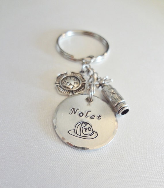 Custom Personalized Firefighter Gift Keychain by UniqueAnomaly