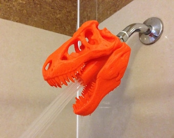 Tyrannosaurus Skull Shower Head, 3D Printed, bathroom accessory, dino, dinosaur, prehistoric
