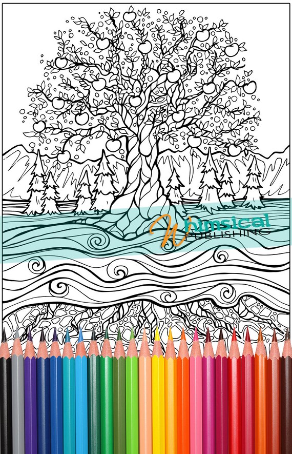 Adult Coloring Pages trees tree coloring by WhimsicalPublishing
