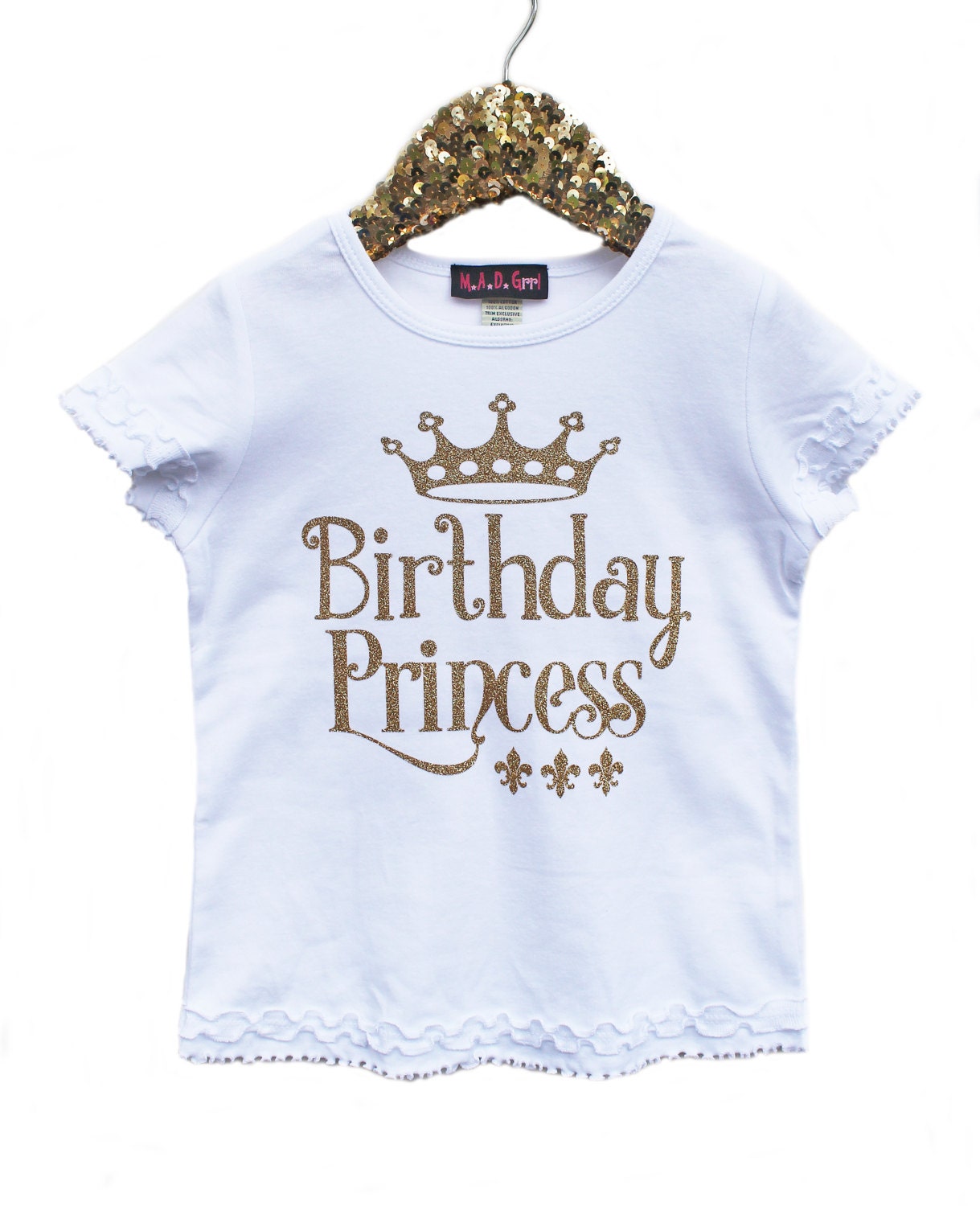 Birthday Princess Shirt Girls Gold Sparkle Shirt Birthday