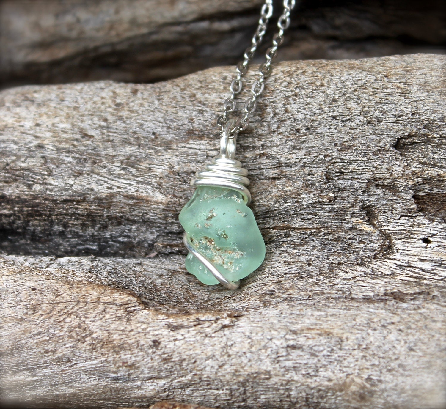 Sea Glass Necklace Hawaiian Jewelry Aqua Blue Seaglass