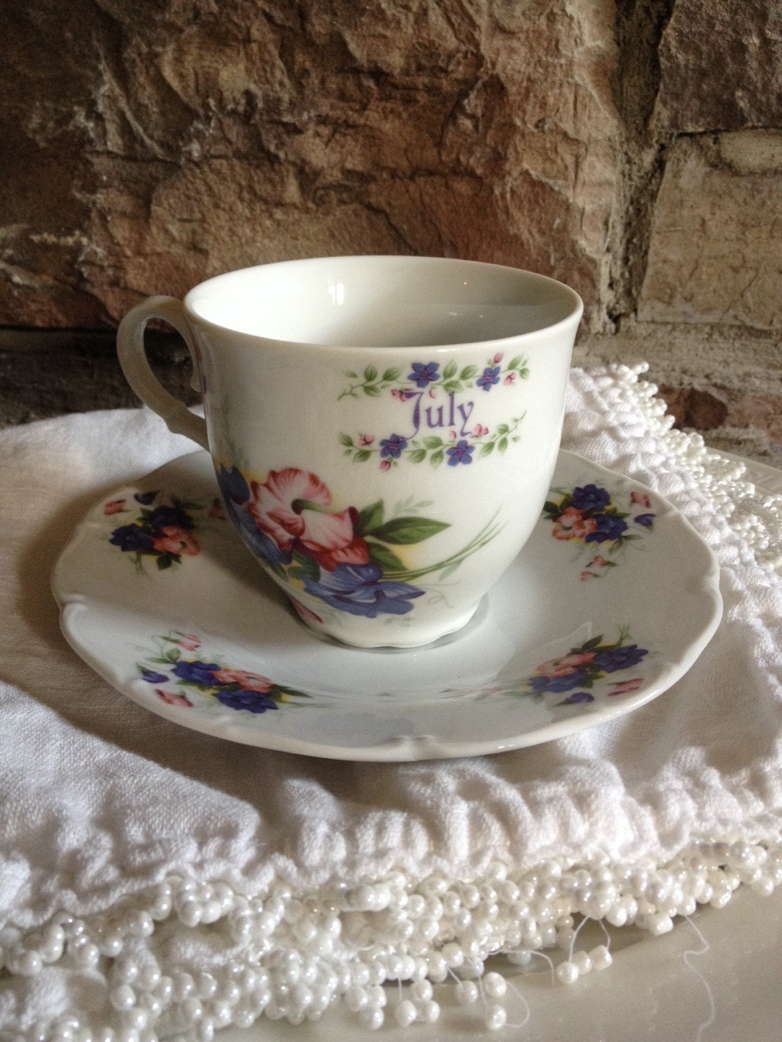 Vintage July Teacup M Z Czech Republic Tea Cup & Saucer