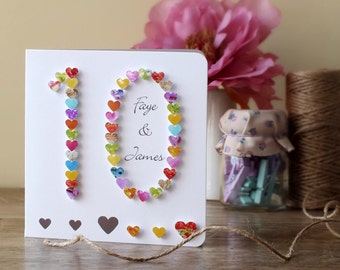 10th wedding anniversary card handmade personalised tenth anniversary ...