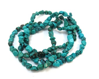 Genuine Turquoise Beads, Blue Green Turquoise Nugget Beads, 15 inch Strand, Earthy Jewelry Supplies, Item 155b-gst