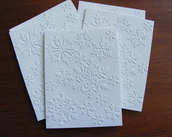 Snowflake Card Set, White Embossed Christmas Card Set, Snowflake Christmas Cards, Holiday Card Set, Boxed Christmas Cards, Snowflakes