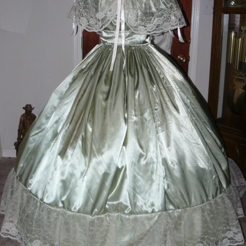 Civil War Reenactment Costume Ball Gown Wide Lace Satin Ladies