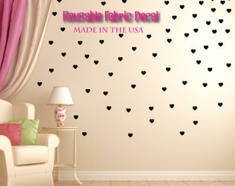 Baby Nursery Wall Decal Valentines Hearts Wall Decor Black Nursery Baby Girl Decor. Hearts Children Wall Decal (MINI Hearts All Black)