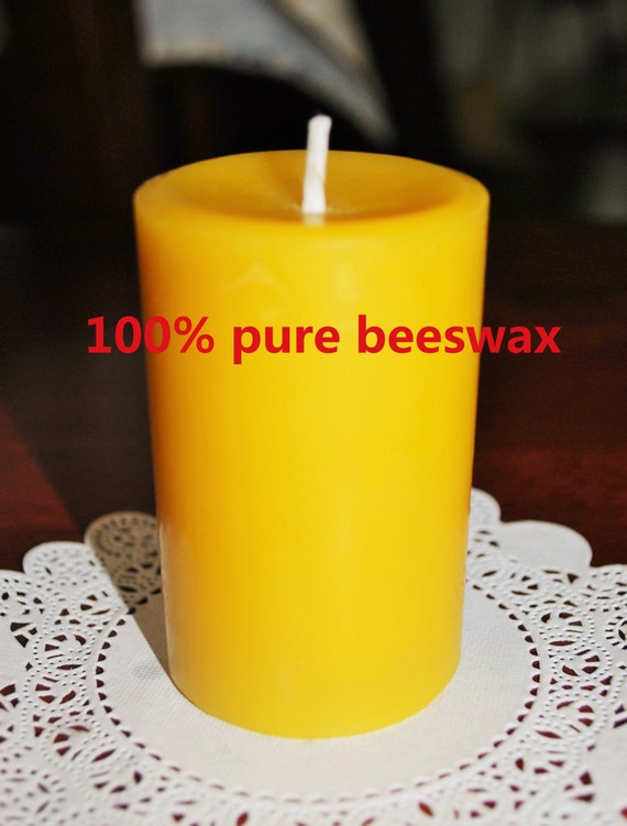 100 Pure Beeswax candles beeswax Pillar Candles by ARTENJOYMENT