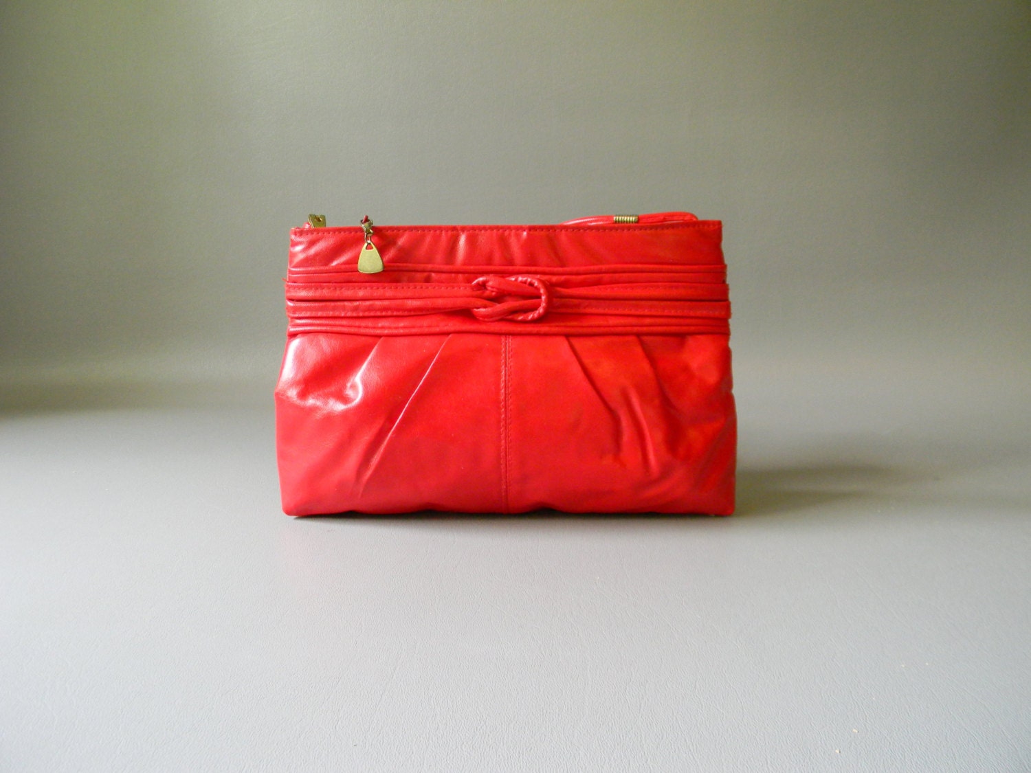 Vintage Red Faux Leather Clutch Purse
