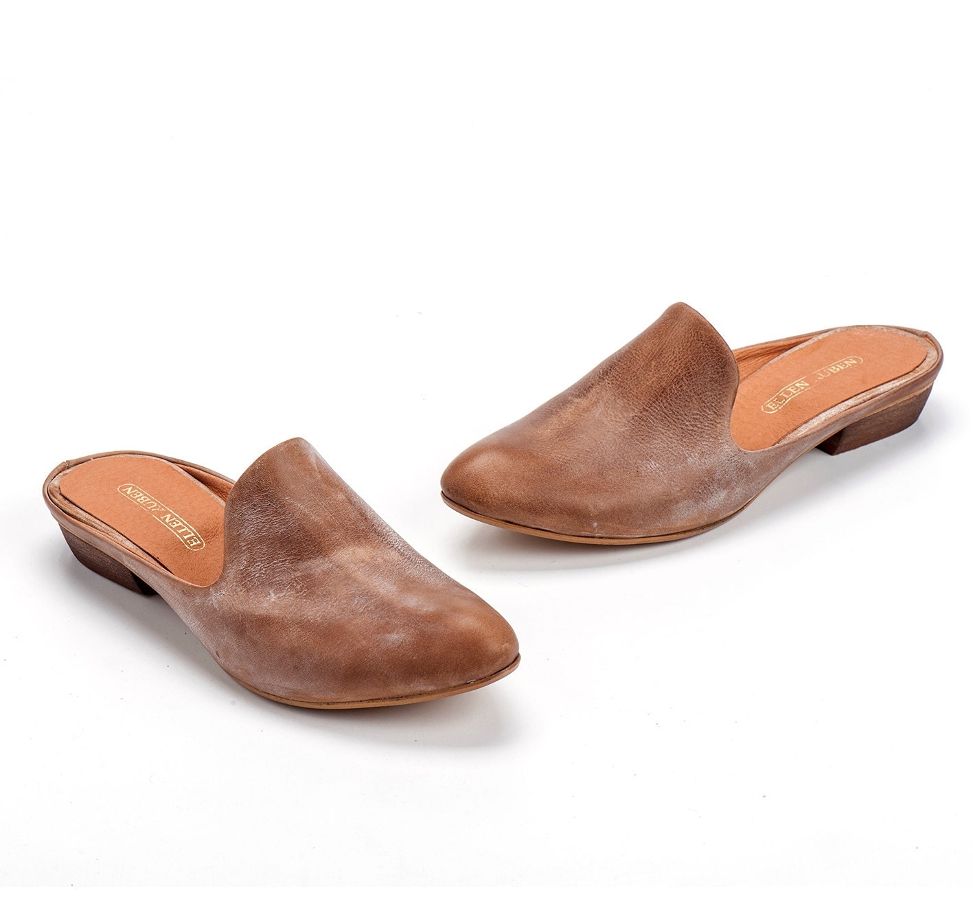 Ginger Brown Leather Sandals / Women Flat by EllenRubenBagsShoes