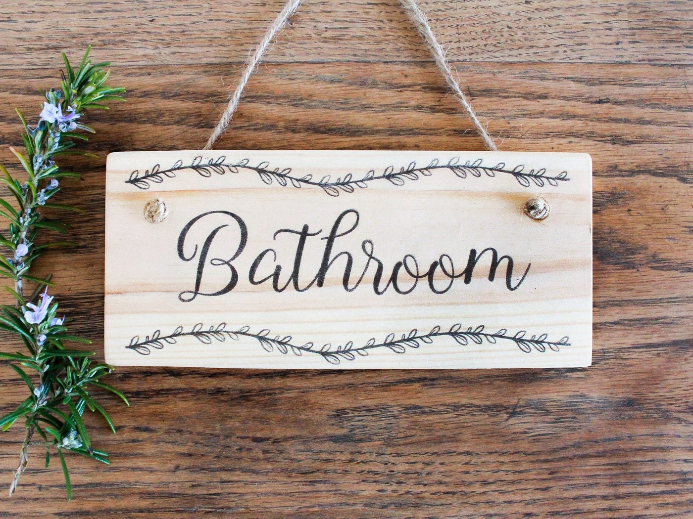 Wooden Bathroom Sign. Rustic Door Sign. by ThingsWeLeftBehind