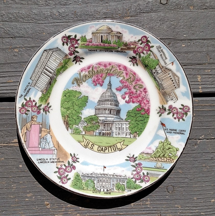  Souvenir Plate Washington DC US Capitol Cherry by awesome80s