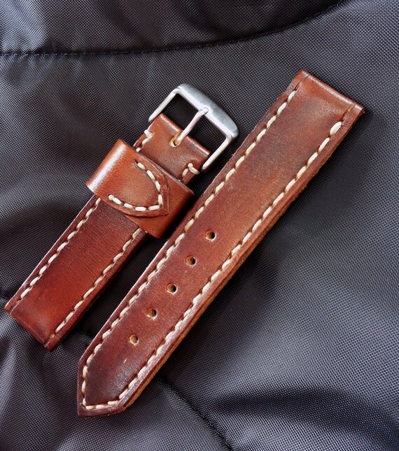 Brown Distressed Leather Watch Strap Hand Made in by LeatherD