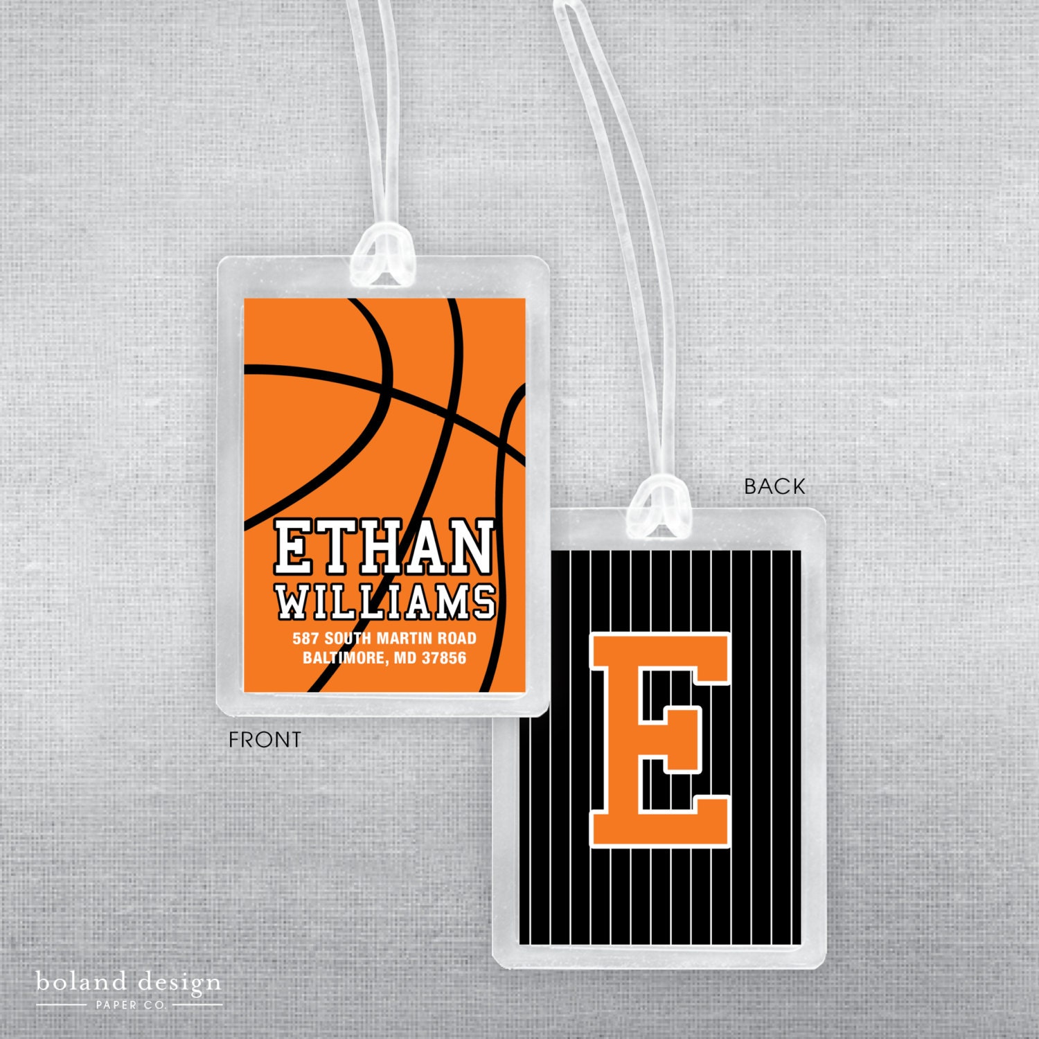 Basketball bag tag. Basketballl luggage tag.
