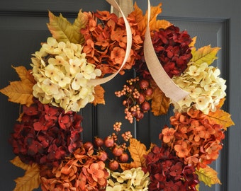Fall Hydrangea Wreath | Fall Wreath | Fall Decor | Wreath | Front Door Wreaths | Fall Wreath for Front Door | Thanksgiving Decor | Wreaths