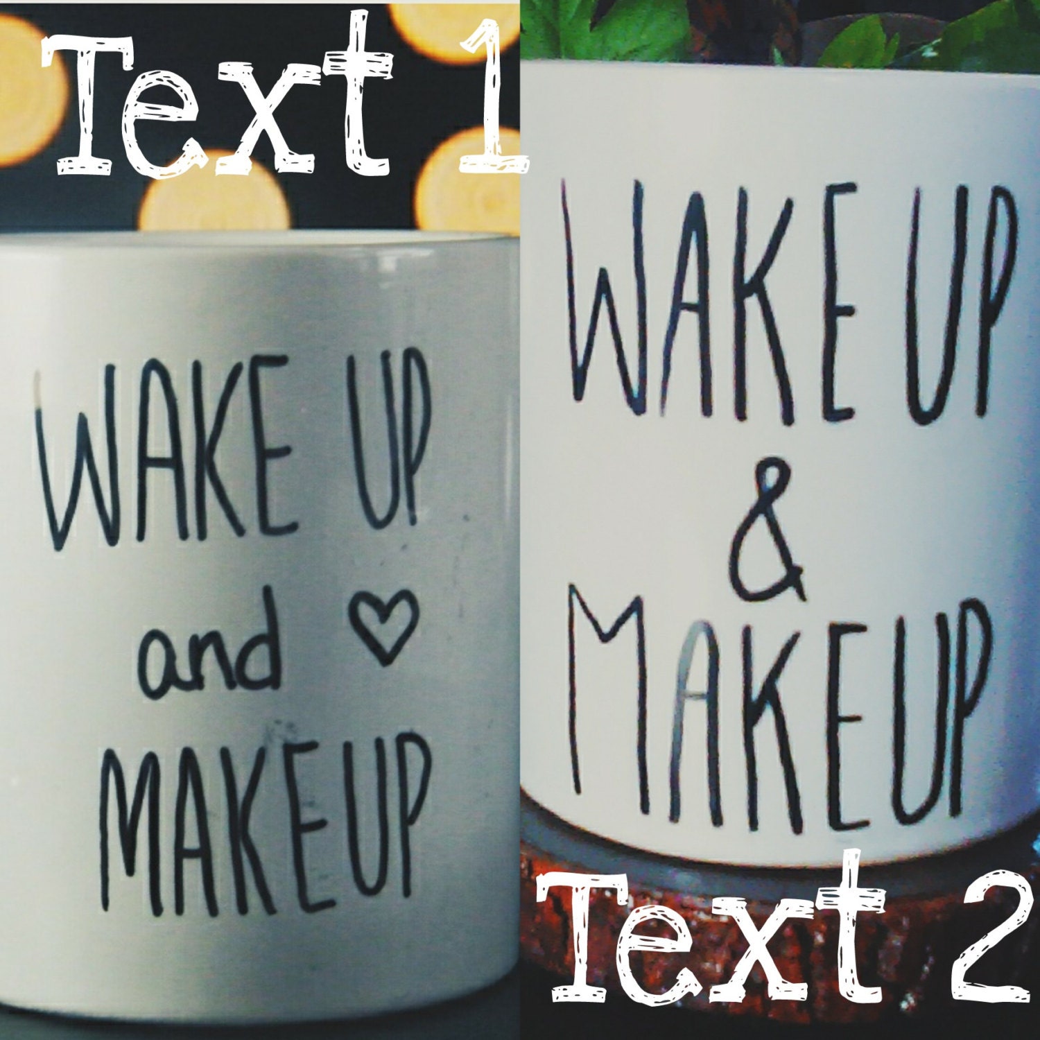 SALE Wake up & Makeup Mug. Makeup Brush Holder. Gifts For Her.