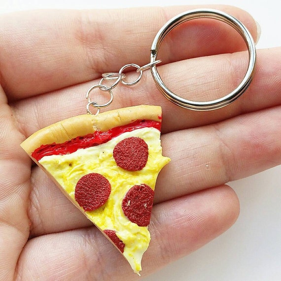 Pizza Polymer Clay Keyring by KawaiiMushrooms on Etsy