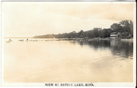 View of Battle Lake Minnesota Antique Postcard Circa 1910