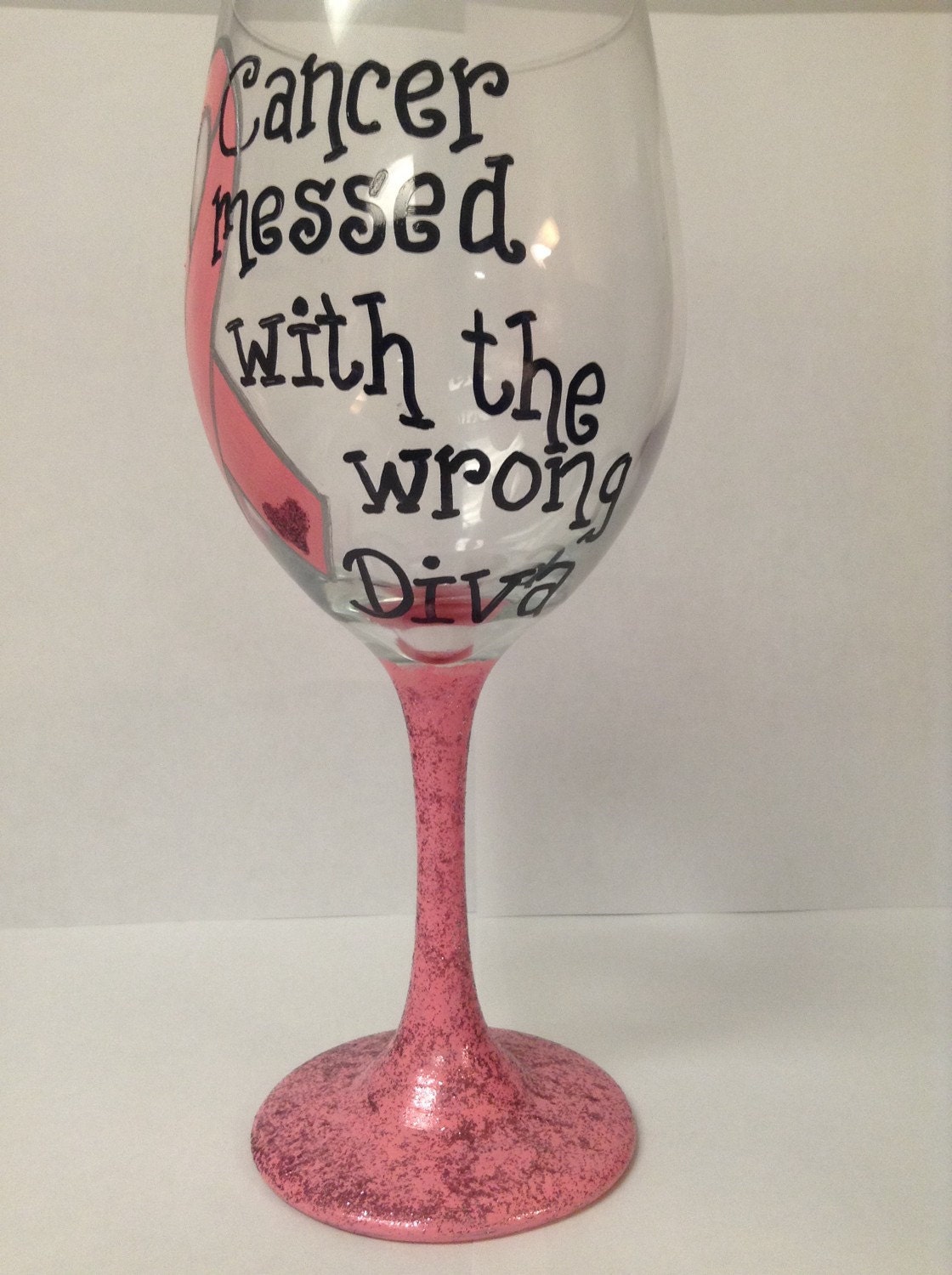 Breast cancer survivor wine glass Breast cancer by DebDebsCrafts