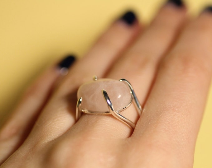 Rose quartz ring Gold rose quartz ring Pink stone ring Natural stone ring Silver rose quartz ring Natural stone Gift idea